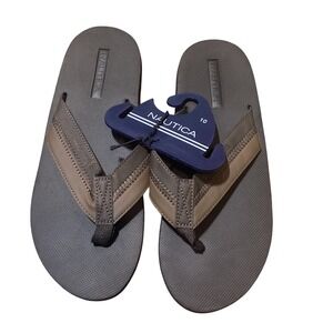 Nautica Men's Brown Flip Flops Sandals Size 10 Summer Beach‎ Pool - NWT